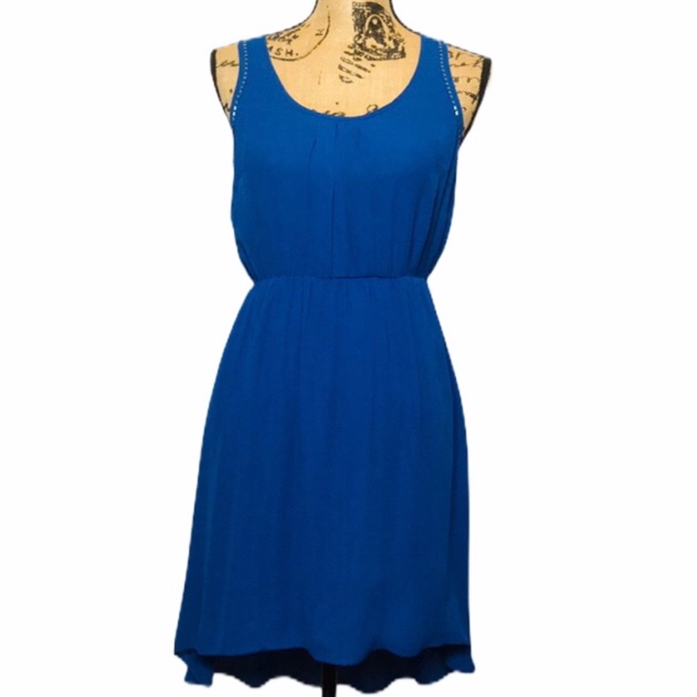 NWT Blue Drape Open-Back Sleeveless Dress S